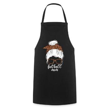 Football Maman Messy Bun Léopard Maman - Tablier de cuisine - noir - Devant - AI Model Male 185 dark (185cm)