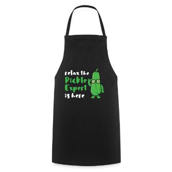 Relax The Pickle Expert is Here - Kochschürze - Schwarz - Vorne - AI Model Male 185 dark (185cm)