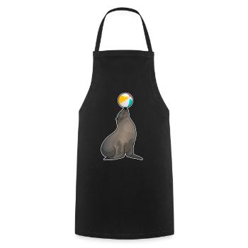 Seehund Schwimmen Wasserball Sommer - Kochschürze - Schwarz - Vorne - AI Model Male 185 dark (185cm)