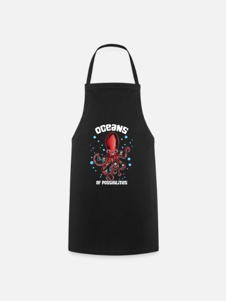 Krake 8 armig lesen Ozean voller Möglichkeiten - Kochschürze - Schwarz