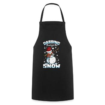 Dancing in the snow Snowman Christmas time X-Mas - Cooking Apron - black - Front - AI Model Male 185 dark (185cm)