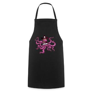 Octopus Pirate Pirate Hat Eye Patch Moustache - Cooking Apron - black - Front - AI Model Male 185 dark (185cm)