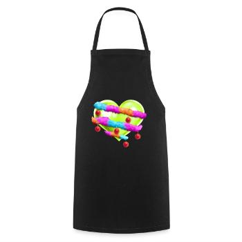 Green Heart With Garland And Christmas Tree Balls - Cooking Apron - black - Front - AI Model Male 185 dark (185cm)