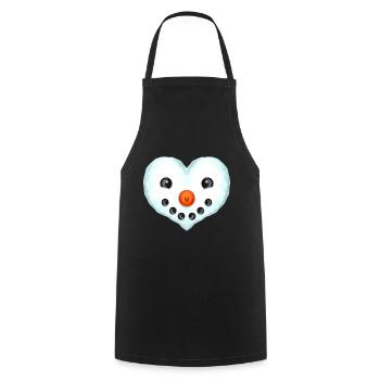 Heart Shaped Snowman Face For Christmas - Cooking Apron - black - Front - AI Model Male 185 dark (185cm)