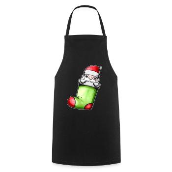Cute Kawaii Santa In Sock On Chimney Fireplace - Kochschürze - Schwarz - Vorne - AI Model Male 185 dark (185cm)