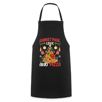 Pizza Junk Food funny saying Christmas, Love - Cooking Apron - black - Front - AI Model Male 185 dark (185cm)