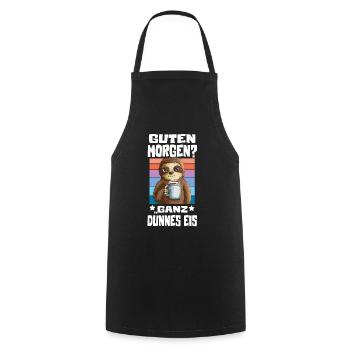 Faultier will Kaffee Guten Morgen? Ganz dünnes Eis - Kochschürze - Schwarz - Vorne - AI Model Male 185 dark (185cm)