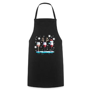 Red Wine Wine Glass with Antlers and Snow Christmas - Cooking Apron - black - Front - AI Model Male 185 dark (185cm)