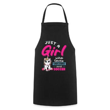 Just A Girl Who Loves Unicorns And Soccer - Cooking Apron - black - Front - AI Model Male 185 dark (185cm)