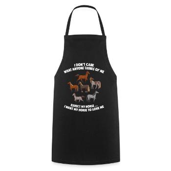 Je me fiche de ce que les gens pensent de moi Chevaux - Tablier de cuisine - noir - Devant - AI Model Male 185 dark (185cm)