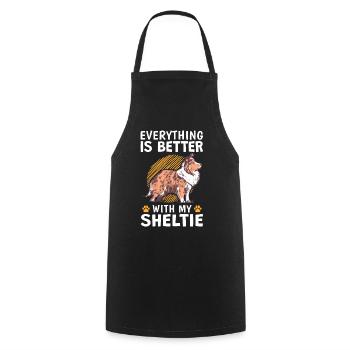 Everything is better with a Shetland Sheepdog - Cooking Apron - black - Front - AI Model Male 185 dark (185cm)