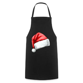 Chapeau de Père Noël - Tablier de cuisine - noir - Devant - AI Model Male 185 dark (185cm)