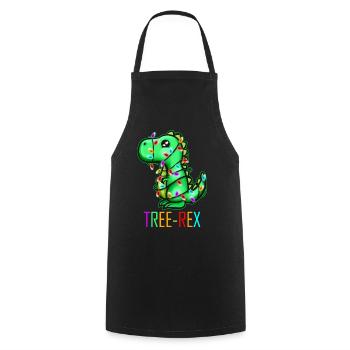 Christmas Tree Rex T-Rex Fairy Lights Light Chain - Cooking Apron - black - Front - AI Model Male 185 dark (185cm)