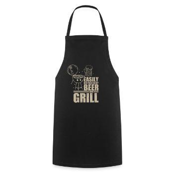 Easily Distracted by Beer and Grill Grilling BBQ - Cooking Apron - black - Front - AI Model Male 185 dark (185cm)