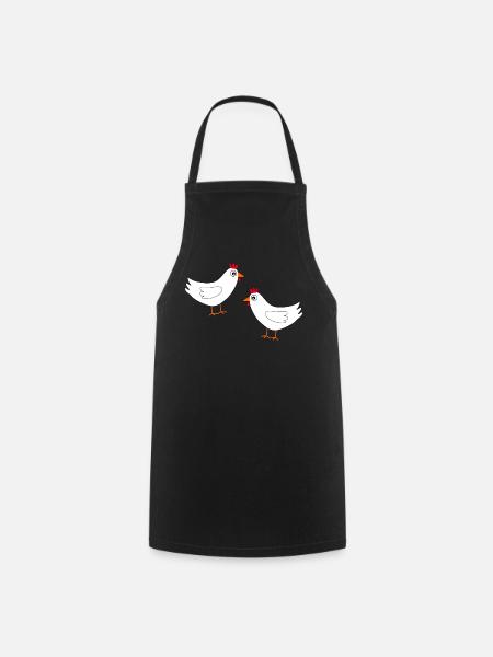 Huhn weiß weiße Hühner Hennen Geschenk Bauern - Kochschürze - Schwarz