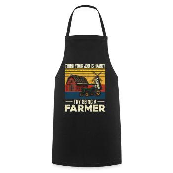 Farming Farmer Vintage Tractor - Kochschürze - Schwarz - Vorne - AI Model Male 185 dark (185cm)
