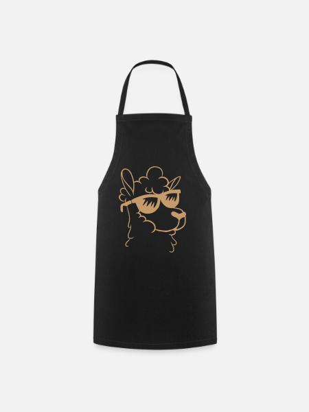 Cultivateur de lamas Alpaga Lama - Lama à tête de lama mignon - Tablier de cuisine - noir