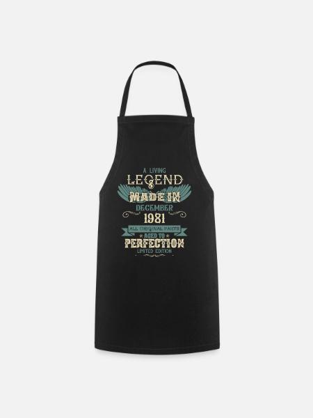 December 1981 Vintage vintage birthday - Cooking Apron - black