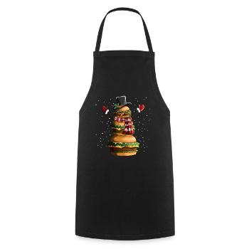 Christmas Snowman building from hamburgers - Cooking Apron - black - Front - AI Model Male 185 dark (185cm)