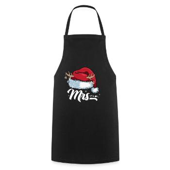 Santa Claus Cap Mrs. Outfit for Christmas - Cooking Apron - black - Front - AI Model Male 185 dark (185cm)
