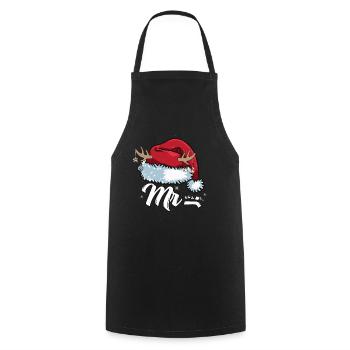 Santa Claus Beanie Mr. Outfit for Christmas - Cooking Apron - black - Front - AI Model Male 185 dark (185cm)