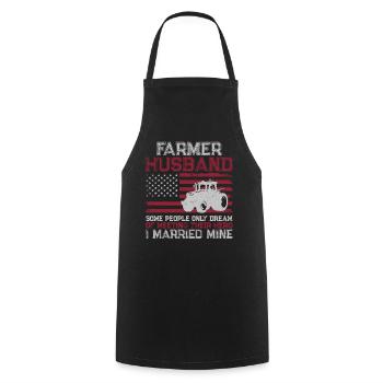 Farming Farmer Husband Tractor - Cooking Apron - black - Front - AI Model Male 185 dark (185cm)