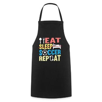 Eat Sleep Soccer Repeat - Soccer Player Funny Socc - Cooking Apron - black - Front - AI Model Male 185 dark (185cm)