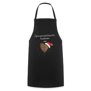OTA mit Herz Weihnachtsmotiv Nikolausmütze Xmas - Kochschürze - Schwarz - Vorne - AI Model Male 185 dark (185cm)