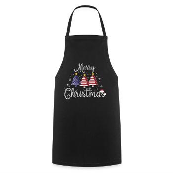 Merry Christmas Weihnachtsbäume USA Flagge Amerika - Kochschürze - Schwarz - Vorne - AI Model Male 185 dark (185cm)