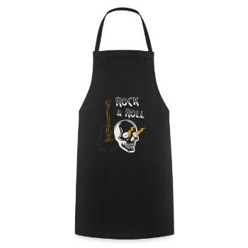 Totenkopf Rocker Rock & Roll Gitarre Musiker - Kochschürze - Schwarz - Vorne - AI Model Male 185 dark (185cm)