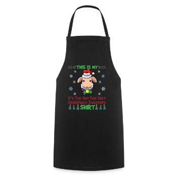 This Is My It's Too Hot For Ugly Christmas Sweater - Cooking Apron - black - Front - AI Model Male 185 dark (185cm)