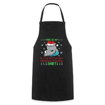 C’est mon pull de Noël C’est trop chaud pour un pull de Noël moche - Tablier de cuisine - noir - Devant - AI Model Male 185 dark (185cm)