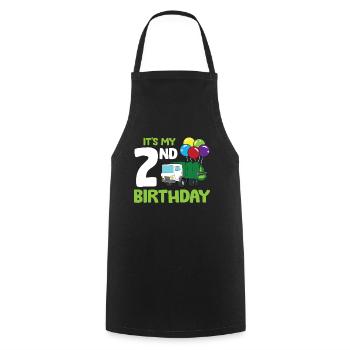 Es ist mein 2. Geburtstag Müllwagen 2. Geburtstag - Kochschürze - Schwarz - Vorne - AI Model Male 185 dark (185cm)