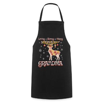 Christmas reindeer grandmother woman granny - Cooking Apron - black - Front - AI Model Male 185 dark (185cm)