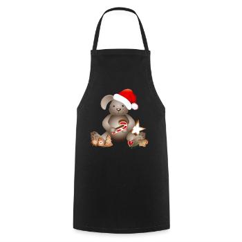 goldiger Hase für Weihnachten mit Weihnachtsmütze - Kochschürze - Schwarz - Vorne - AI Model Male 185 dark (185cm)