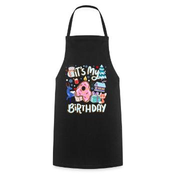 It's my 4 birthday snowman holiday donut - Cooking Apron - black - Front - AI Model Male 185 dark (185cm)