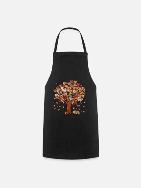 Chaton d’arbre d’automne Famille de chats Automne - Tablier de cuisine - noir