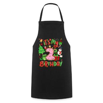 C’est mon beignet de Noël 2 ans Bonhomme de neige - Tablier de cuisine - noir - Devant - AI Model Male 185 dark (185cm)