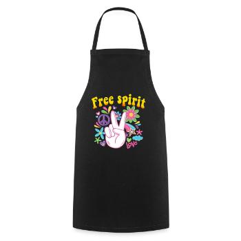 Hippie Gift Acidhead Flowerpower Hippi Hippy - Cooking Apron - black - Front - AI Model Male 185 dark (185cm)