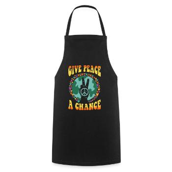 Hippie Tshirt Peace Movement Woodstock Boho Groove - Cooking Apron - black - Front - AI Model Male 185 dark (185cm)