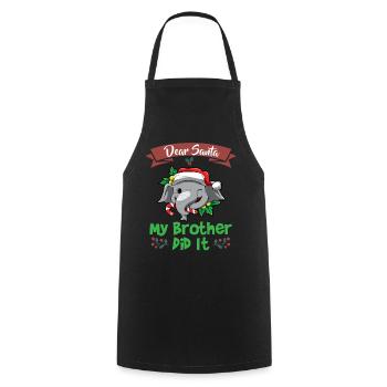 Cher Père Noël Mon frère l’a fait Frères et sœurs Noël - Tablier de cuisine - noir - Devant - AI Model Male 185 dark (185cm)