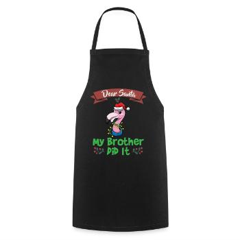 Cher Père Noël Mon frère l’a fait Frères et sœurs Noël - Tablier de cuisine - noir - Devant - AI Model Male 185 dark (185cm)