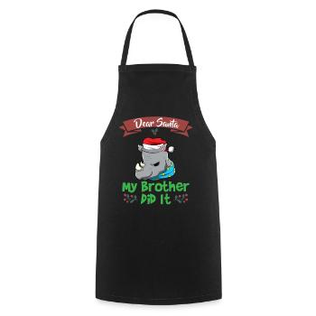 Cher Père Noël Mon frère l’a fait Frères et sœurs Noël - Tablier de cuisine - noir - Devant - AI Model Male 185 dark (185cm)