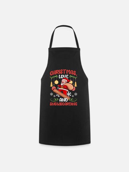 Boarder Snowboarder Christmas Love Skateboard - Cooking Apron - black
