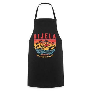 Design de plage de palmiers de Bijela Montenegro - Tablier de cuisine - noir - Devant - AI Model Male 185 dark (185cm)
