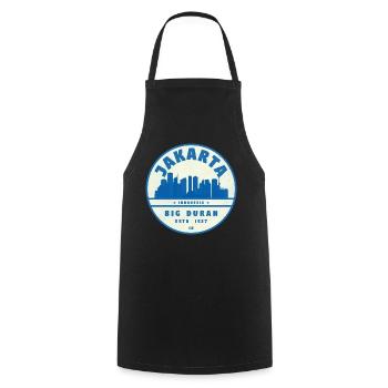 Jakarta Skyline Round Logo Blue White - Cooking Apron - black - Front - AI Model Male 185 dark (185cm)