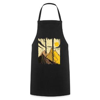 PAINTED ART MOUNTAINS WITH SUN - Cooking Apron - black - Front - AI Model Male 185 dark (185cm)