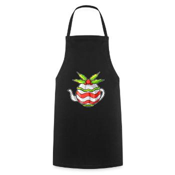 Théière d'automne avec gui pour Noël - Tablier de cuisine - noir - Devant - AI Model Male 185 dark (185cm)
