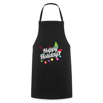 Happy Holidays Fairy Lights Logo For Christmas - Kochschürze - Schwarz - Vorne - AI Model Male 185 dark (185cm)