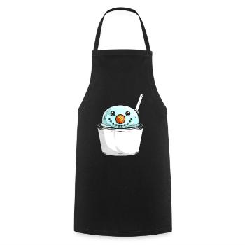 Bonhomme de neige dans une tasse de crème glacée pour Noël - Tablier de cuisine - noir - Devant - AI Model Male 185 dark (185cm)